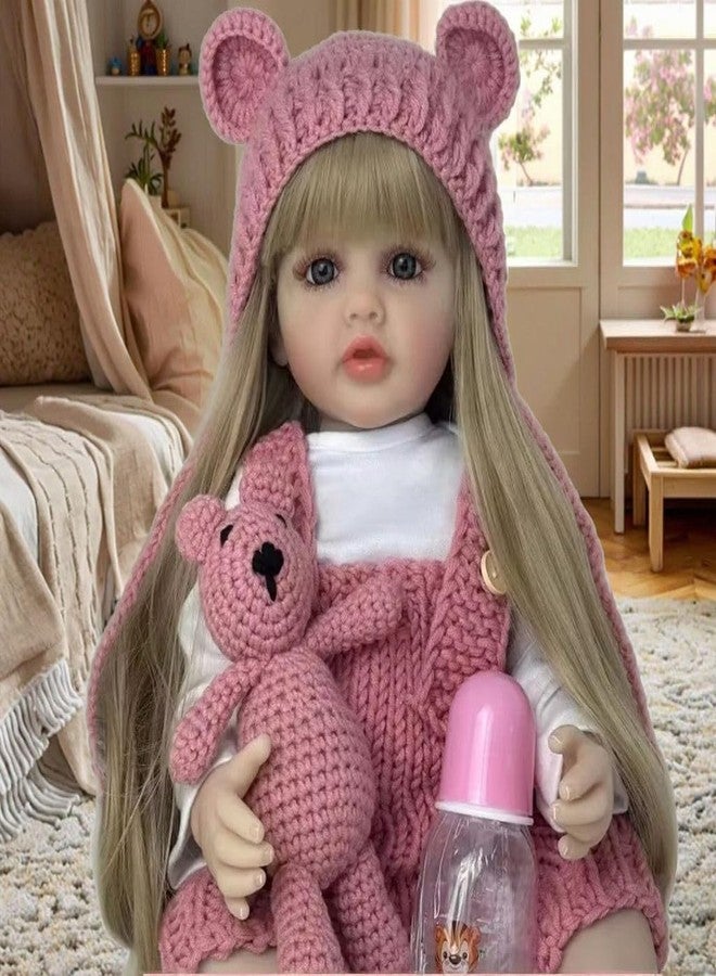 OOTLO Reborn Baby Doll Girl, 22 inch Soft Weighted Body, Cute Lifelike Handmade Silicone Doll for Gift to Kids, Toddlers Girls, Multicolor - Image 2